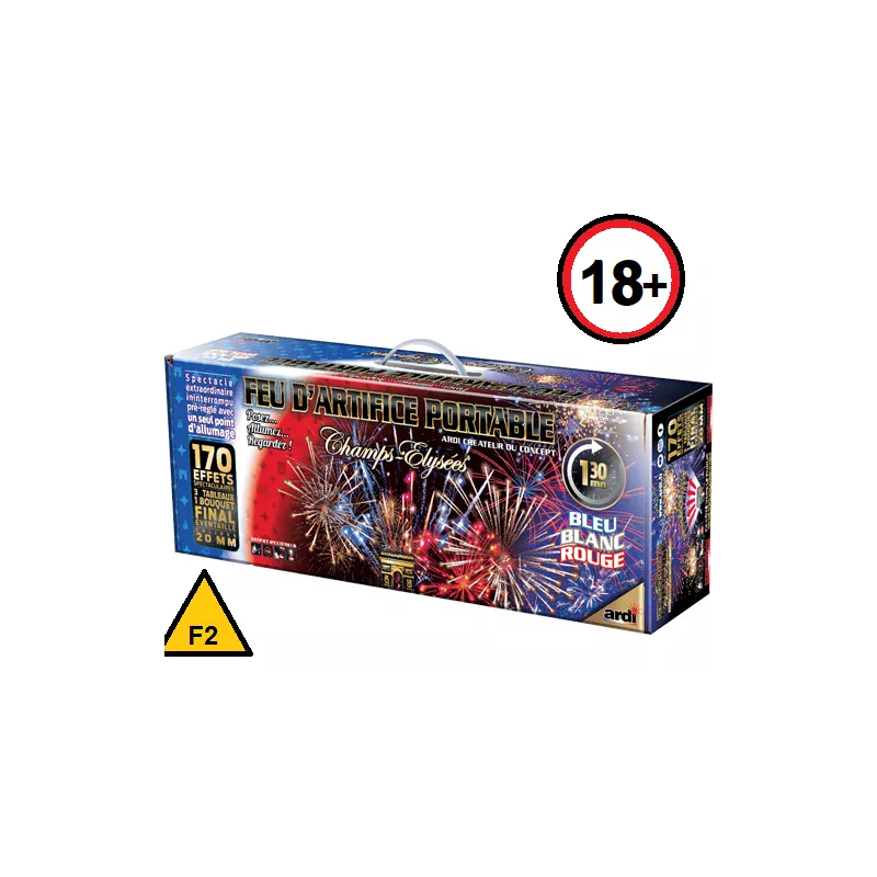 FEU D'ARTIFICE AUTOMATIQUE PORTABLE® CHAMPS-ÉLYSÉES® 1MN30 BLEU BLANC ROUGE FRANCE de la marque Ardi
