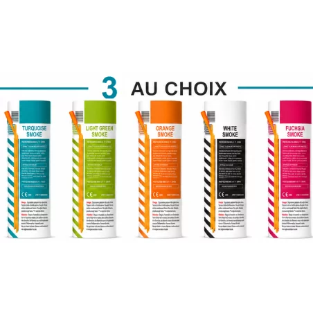 Tubes fumigènes électriques couleur turquoise vert orange fuchsia blanc flash pour mariage et événements